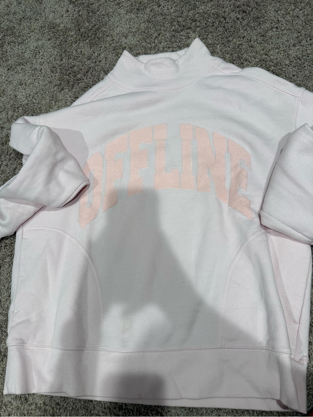Light Pink 'OFFLINE' Graphic Pullover Sweatshirt